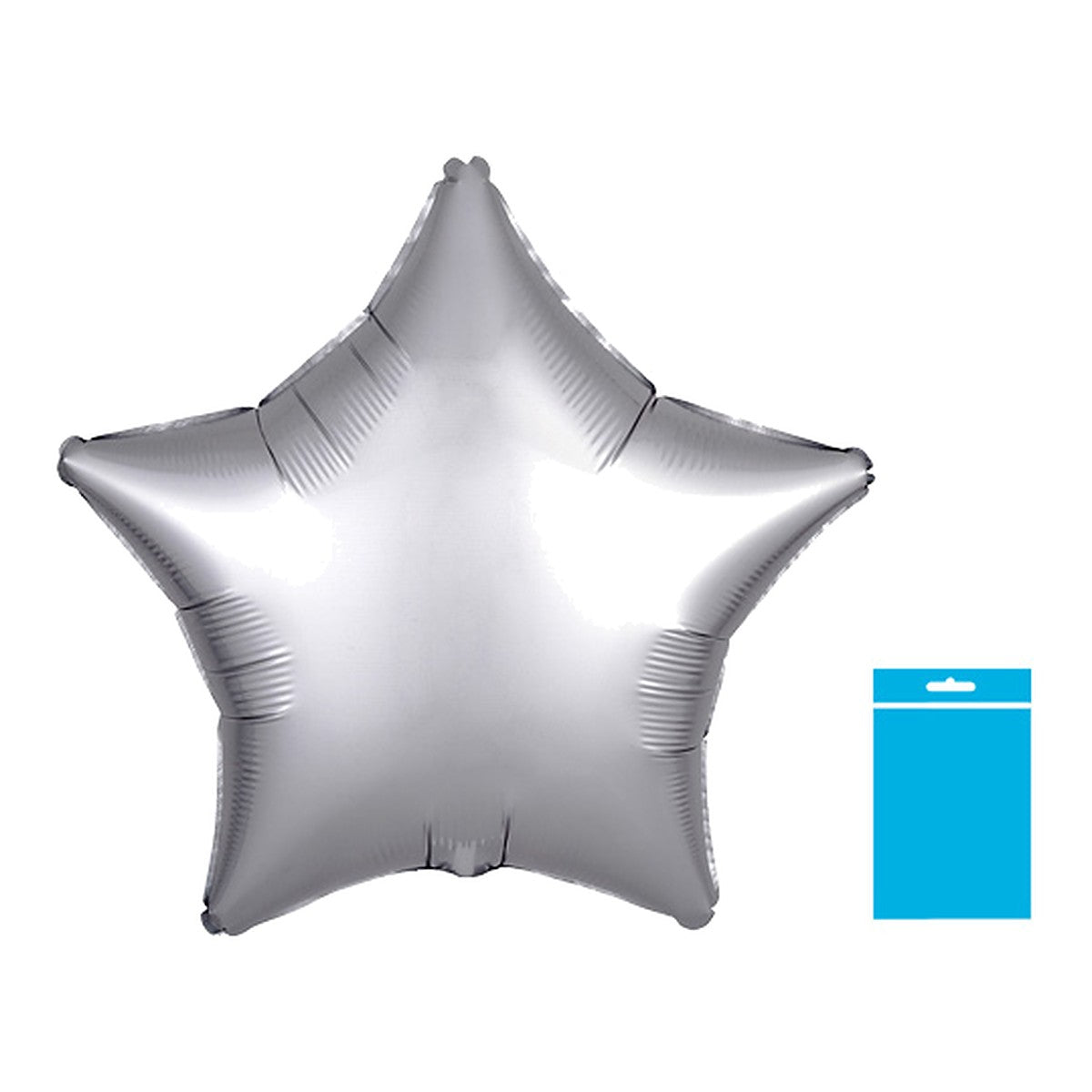 Folienballon uni Stern Satin silber - verpackt – Grösse: Midi · ungefüllt