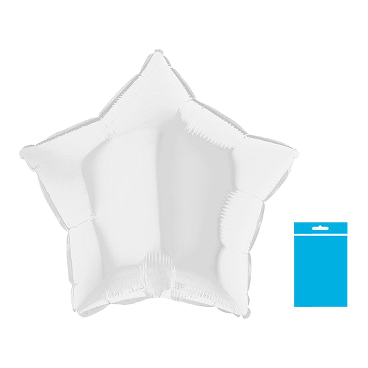 Folienballon uni Stern weiss - verpackt – Grösse: Midi · ungefüllt