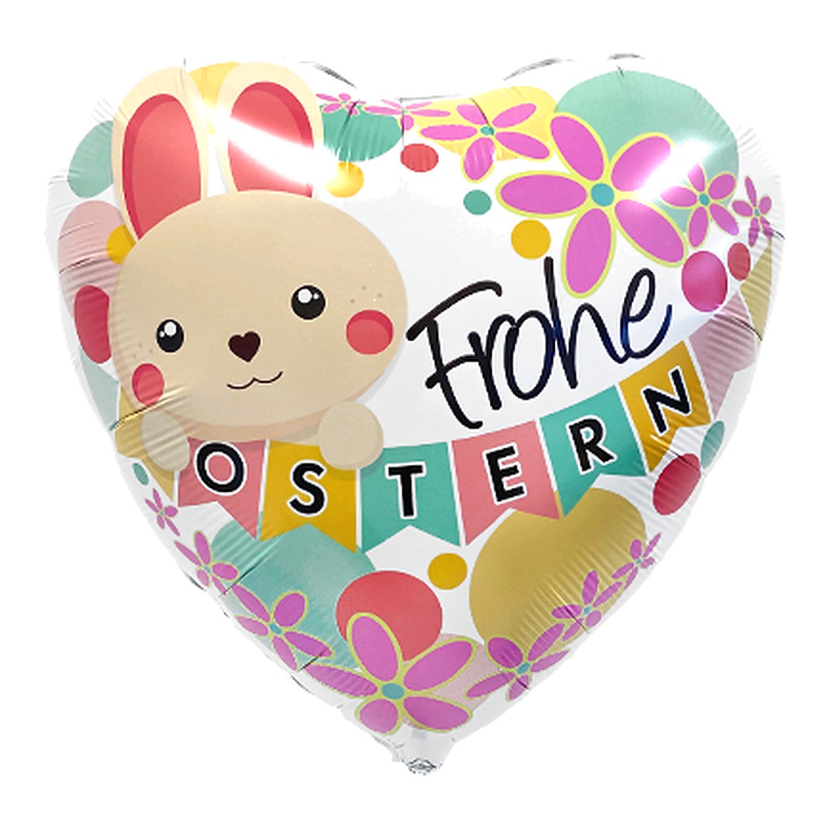 Frohe Ostern Herz Folienballon – Grösse: Midi · ungefüllt