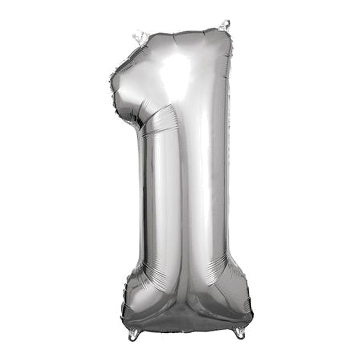 Zahlenballon Silber 0–9 (86 cm) – Zahl 1