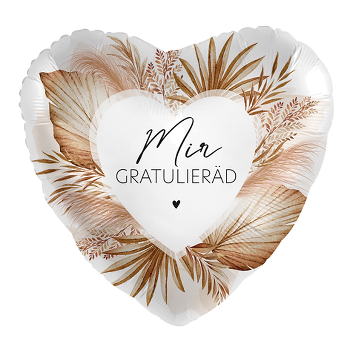 Mir gratulieräd Boho Herz Folienballon – Grösse: Midi · ungefüllt