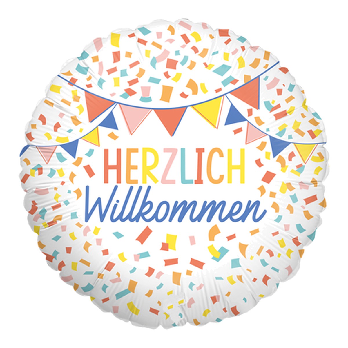 Herzlich willkommen farbig Folienballon – Grösse: Midi · ungefüllt