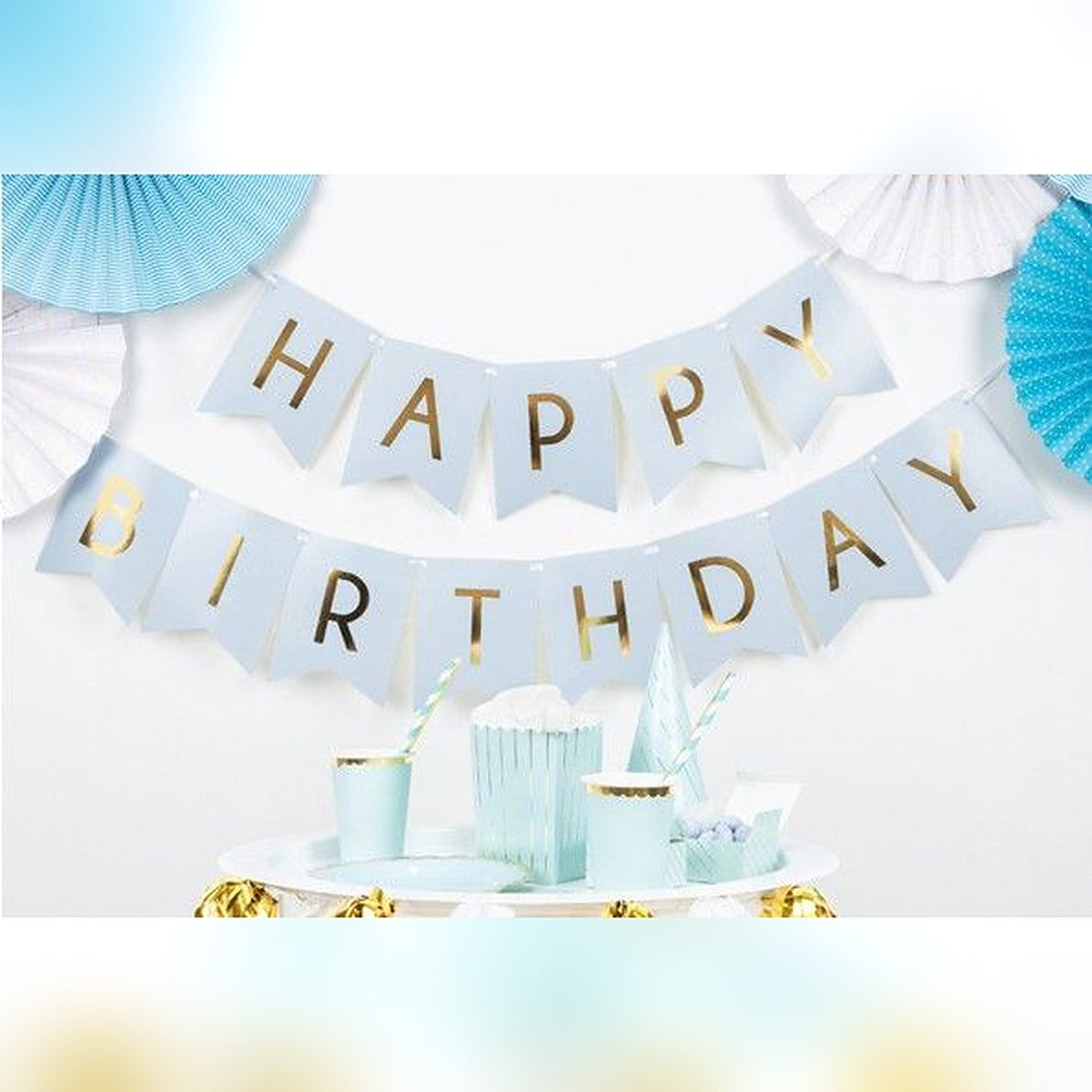 Fähnchenbanner Happy Birthday hellblau – Ansicht 3