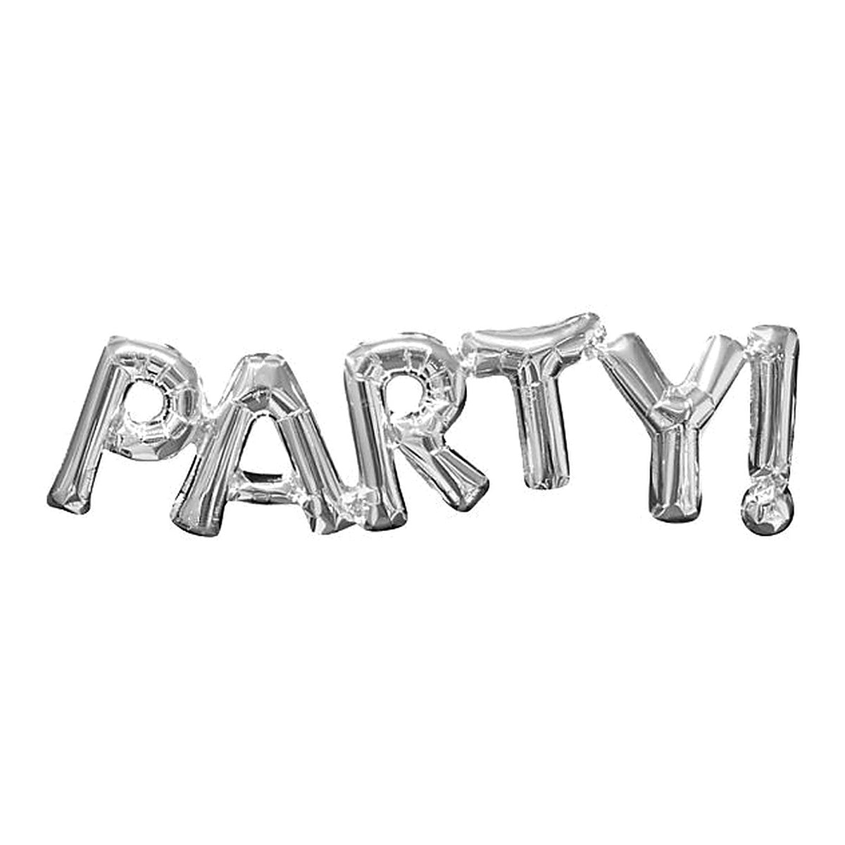 Schriftzug Party silber Ballon – zum selber Aufblasen · nur für Luftfüllung - kein Helium
