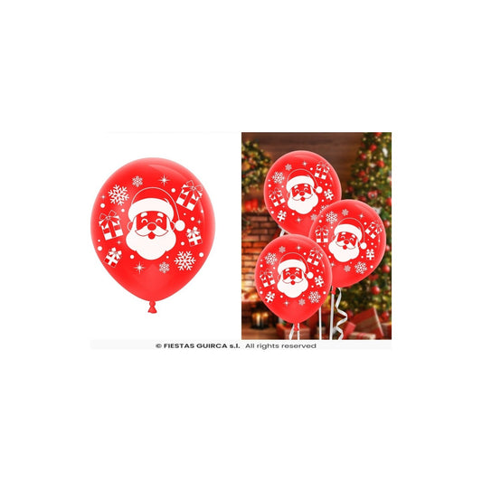 10 Ballons Weihnachtsmann rot