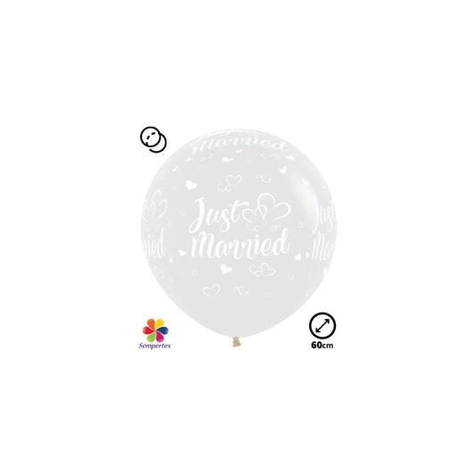 10 Riesenballons «Just Married» transparent 60 cm
