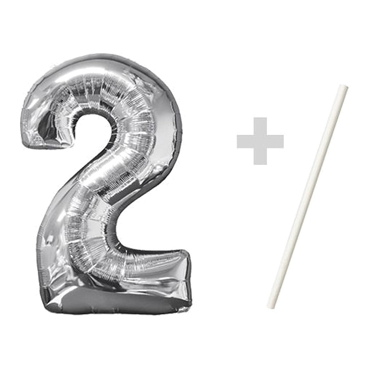Zahlenballon Mini Silber 0–9 – Zahl 2