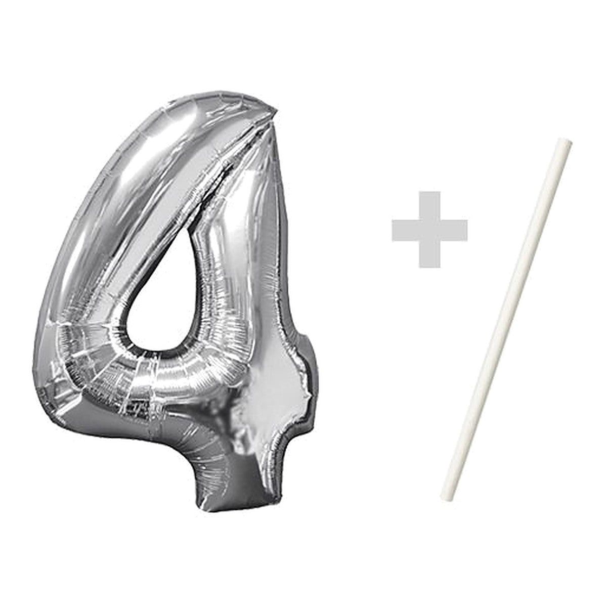 Zahlenballon Mini Silber 0–9 – Zahl 4