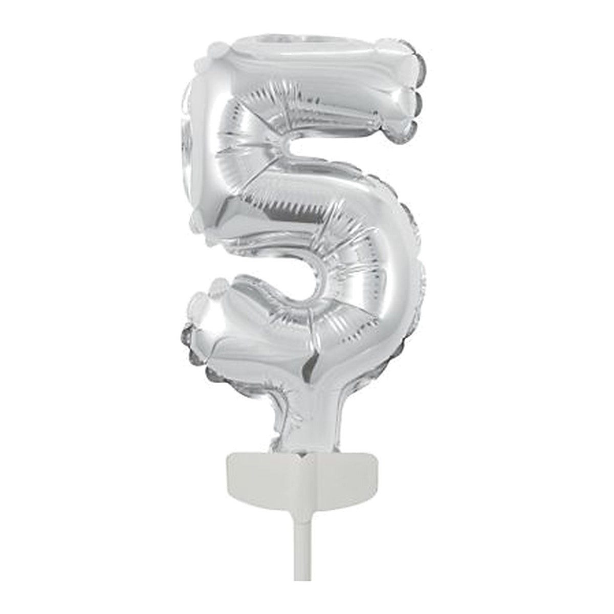 Tortendeko Zahlenballon 0–9 – Zahl 5 Silber