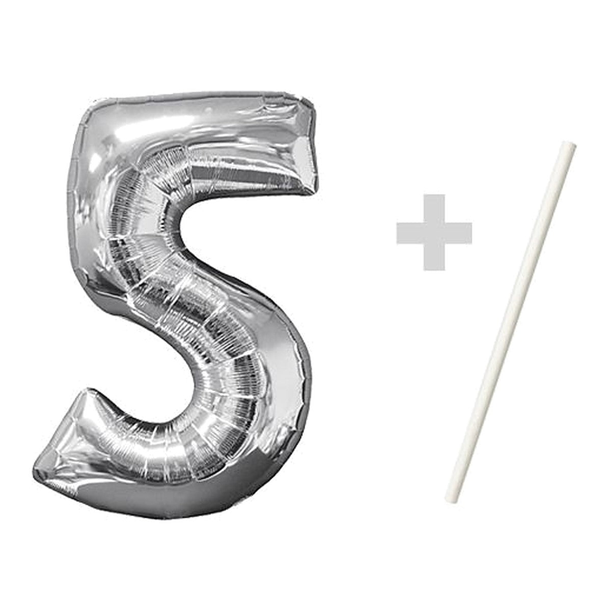 Zahlenballon Mini Silber 0–9 – Zahl 5