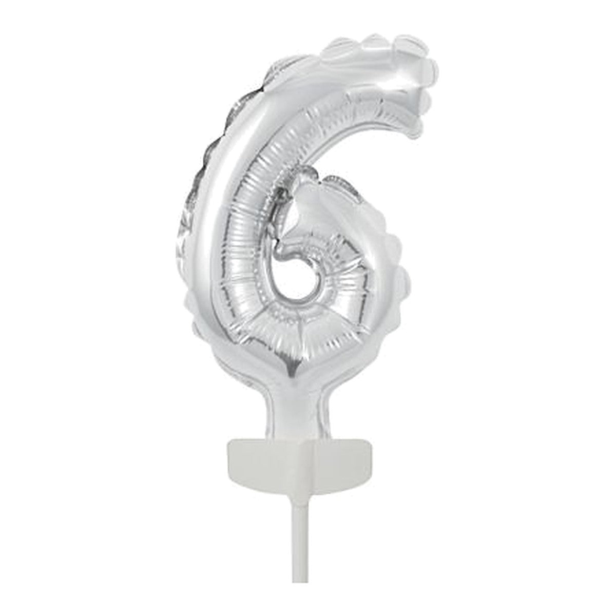 Tortendeko Zahlenballon 0–9 – Zahl 6 Silber