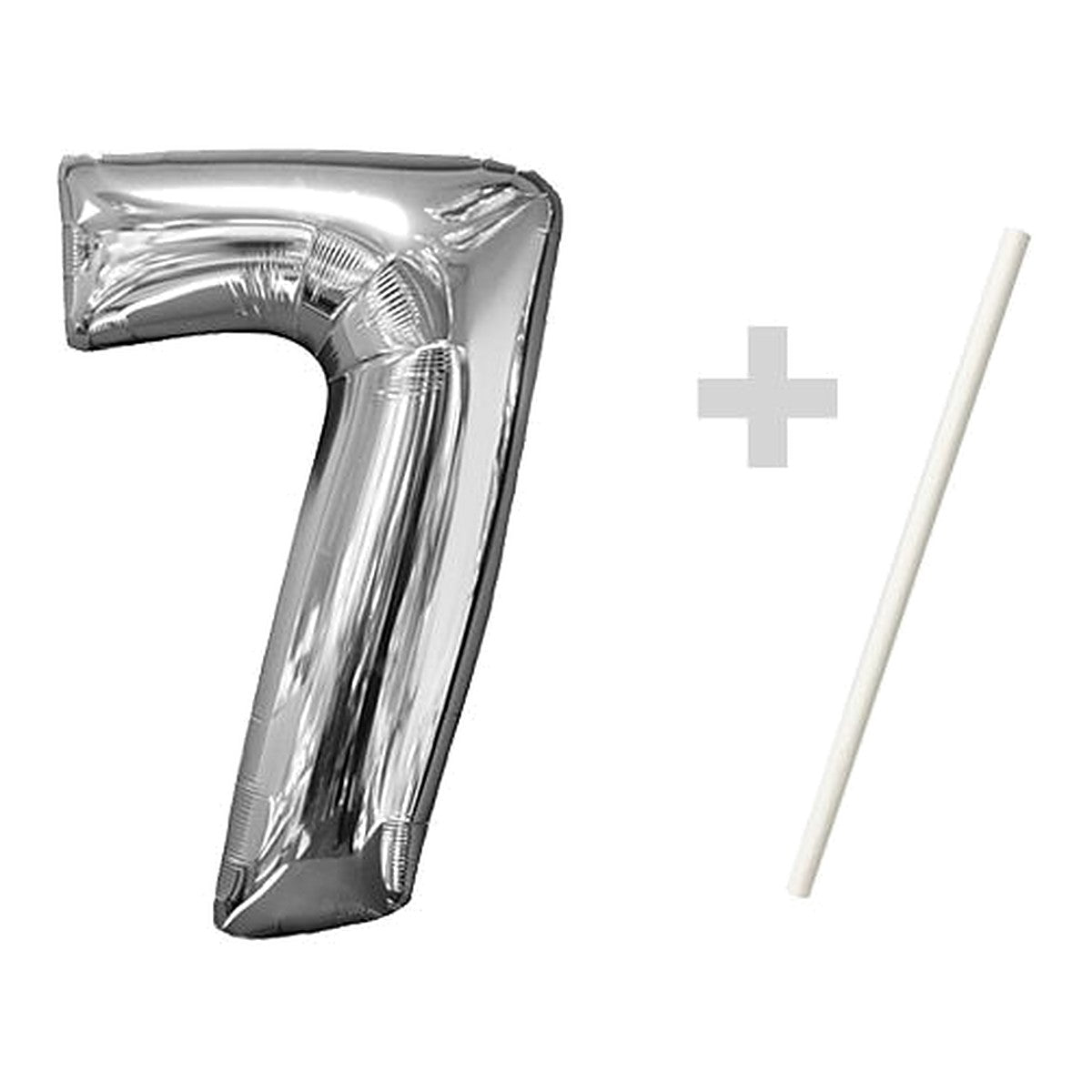 Zahlenballon Mini Silber 0–9 – Zahl 7