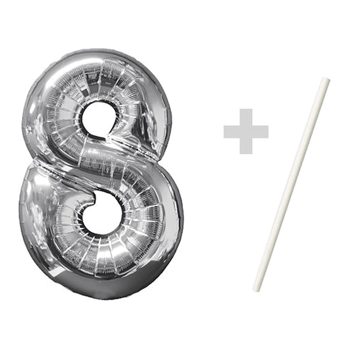Zahlenballon Mini Silber 0–9 – Zahl 8