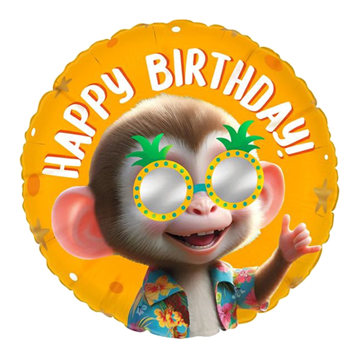 Affe Happy Birthday Folienballon – Grösse: Midi · ungefüllt