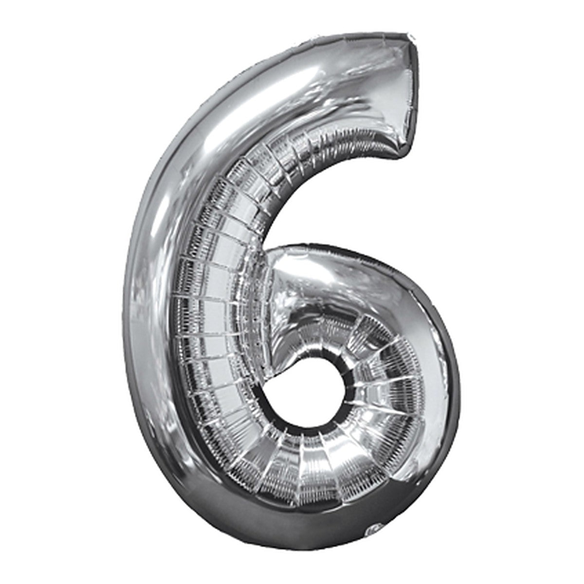 Zahlenballon Midi Silber 0–9 (65 cm) – Zahl 6