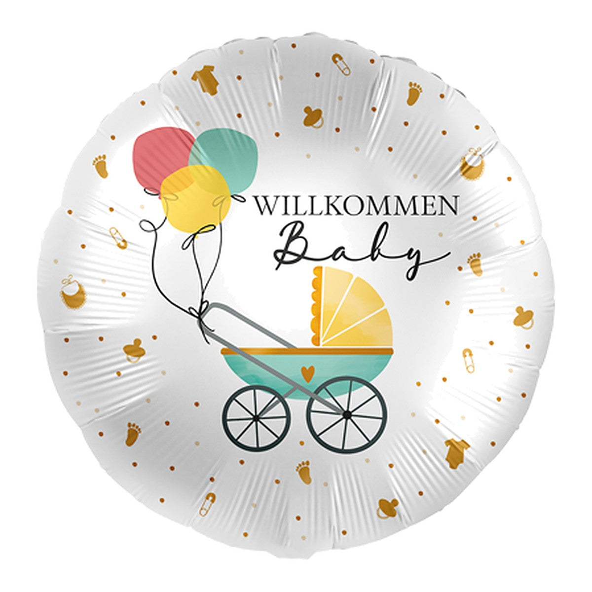 Willkommen Baby Wagen Folienballon – Grösse: Midi · ungefüllt