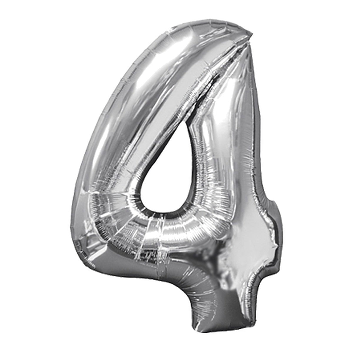 Zahlenballon Midi Silber 0–9 (65 cm) – Zahl 4