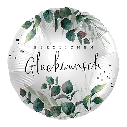 Glückwunsch Nature Folienballon – Grösse: Midi · ungefüllt