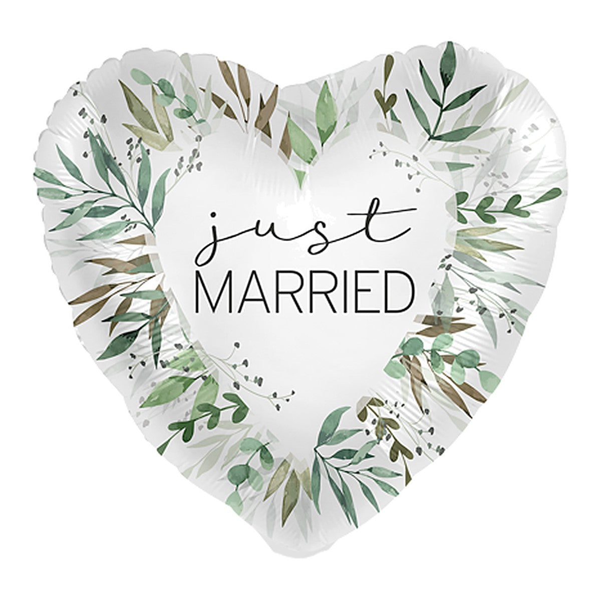 Just Married, Zweige Herz Folienballon – Grösse: Midi · ungefüllt