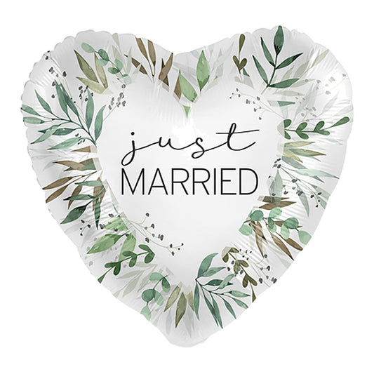 Just Married, Zweige Herz Folienballon – Grösse: Midi · ungefüllt