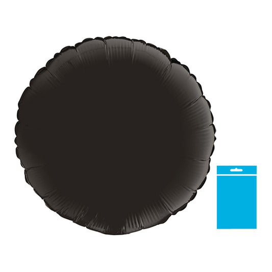 Folienballon uni Rund Satin schwarz - verpackt – Grösse: Midi · ungefüllt