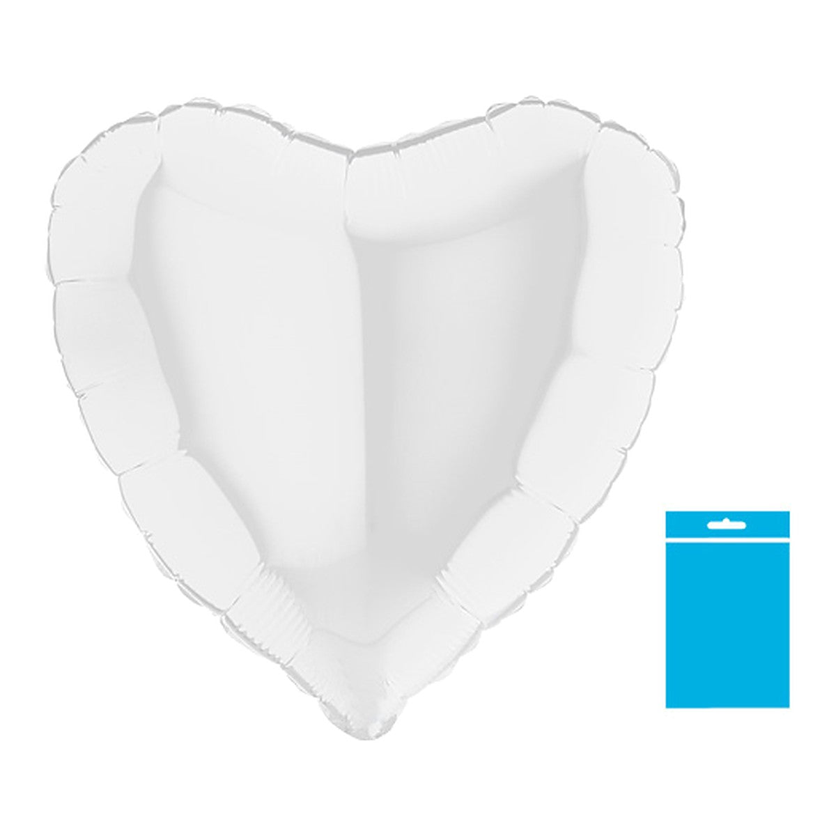 Folienballon uni Herz weiss - verpackt – Grösse: Midi · ungefüllt