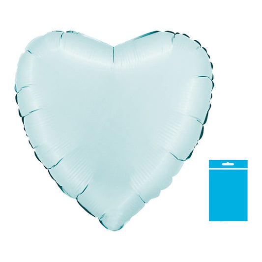 Folienballon uni Herz Satin hellblau - verpackt – Grösse: Midi · ungefüllt