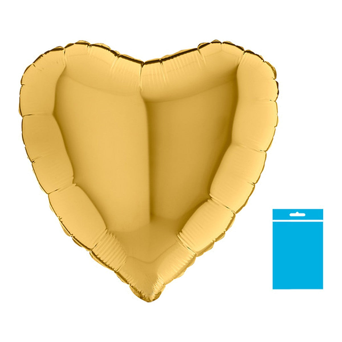 Folienballon uni Herz gold - verpackt – Grösse: Midi · ungefüllt