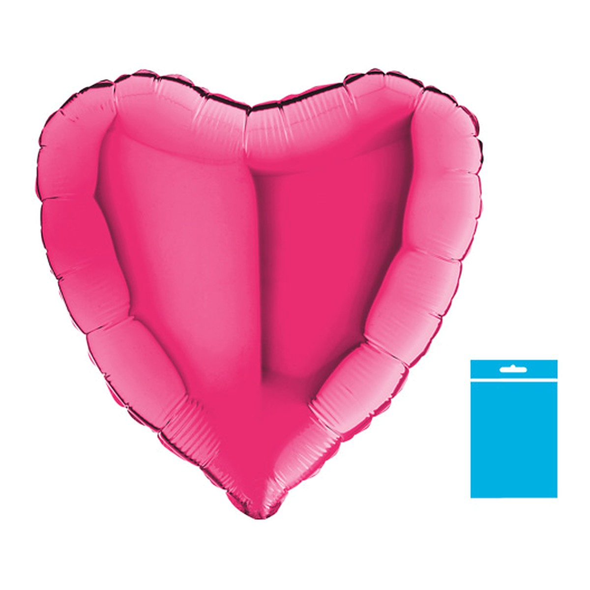Folienballon uni Herz pink - verpackt – Grösse: Midi · ungefüllt