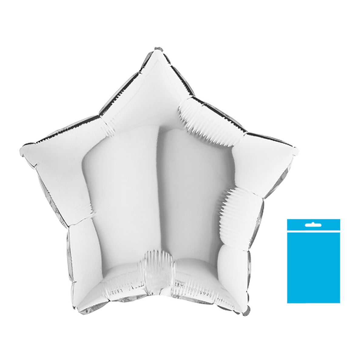 Folienballon uni Stern silber - verpackt – Grösse: Midi · ungefüllt