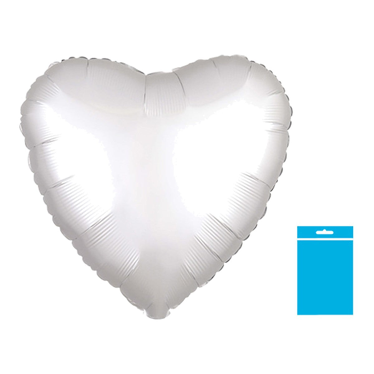 Folienballon uni Herz Satin weiss - verpackt – Grösse: Midi · ungefüllt