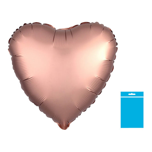 Folienballon uni Herz Satin rosegold - verpackt – Grösse: Midi · ungefüllt