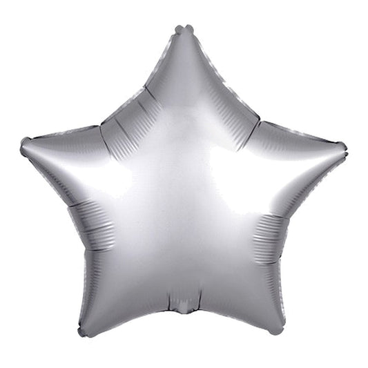 Folienballon uni Stern Satin silber - offen – Grösse: Midi · ungefüllt