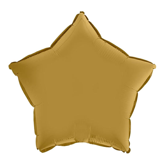 Folienballon uni Stern Satin gold - offen – Grösse: Midi · ungefüllt