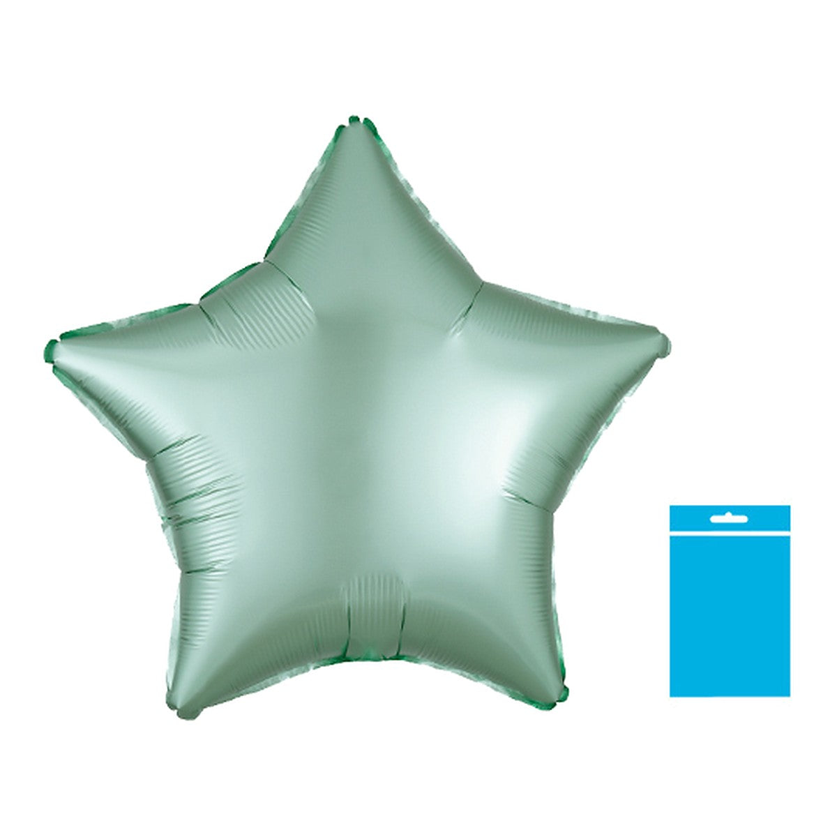 Folienballon uni Stern Satin mint - verpackt – Grösse: Midi · ungefüllt