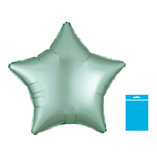 Folienballon uni Stern Satin mint - verpackt – Grösse: Midi · ungefüllt