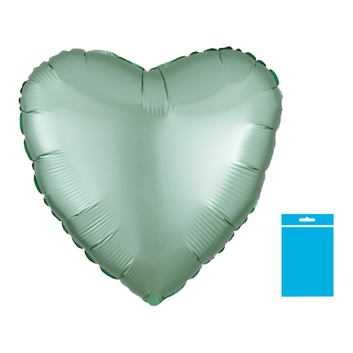 Folienballon uni Herz Satin mint - verpackt – Grösse: Midi · ungefüllt