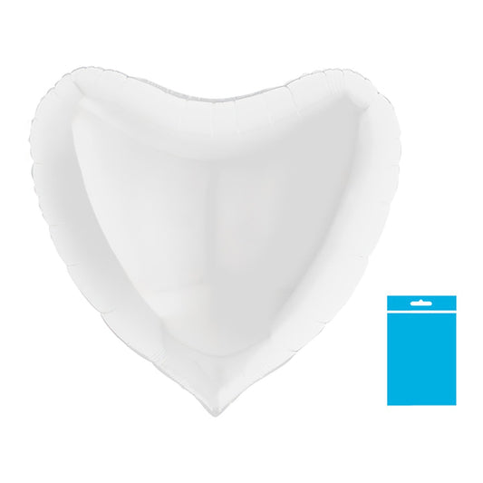 Folienballon uni Jumbo Herz weiss - verpackt – Grösse: Jumbo · ungefüllt