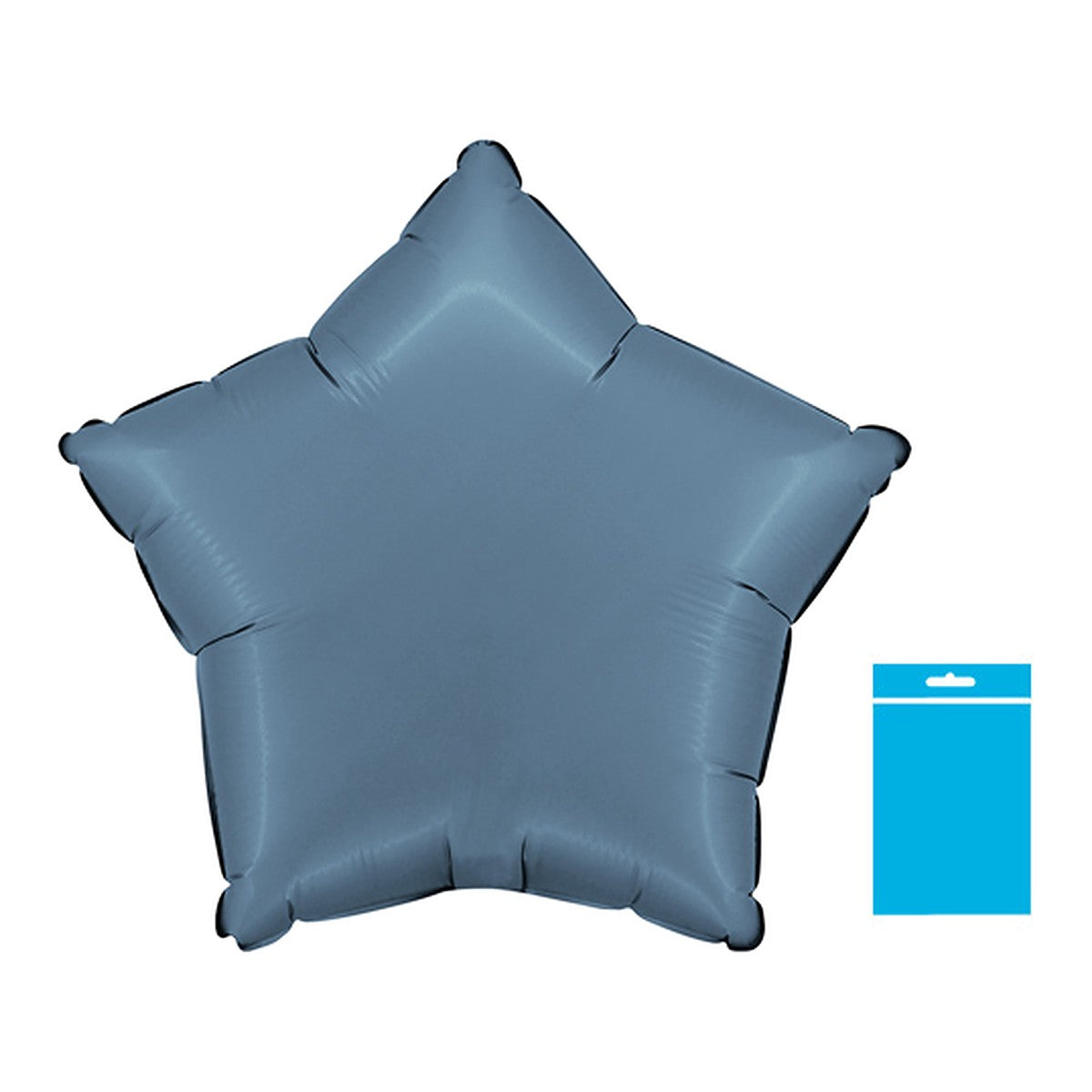 Folienballon uni Stern jeans blau - verpackt – Grösse: Midi · ungefüllt