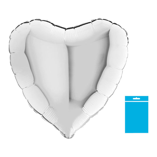 Folienballon uni Herz silber - verpackt – Grösse: Midi · ungefüllt