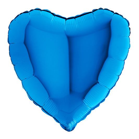 Folienballon uni Herz blau - offen – Grösse: Midi · ungefüllt