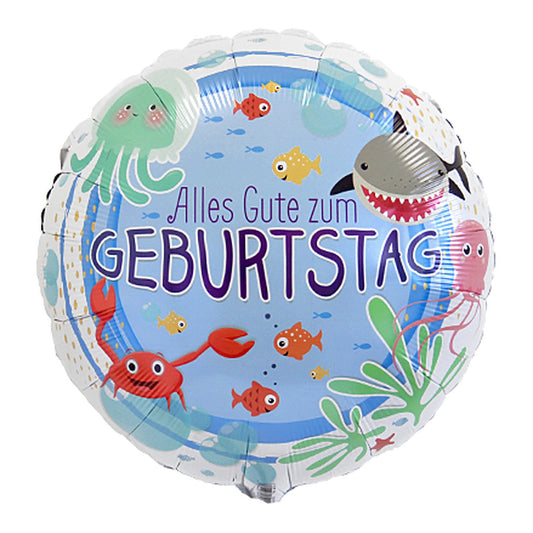 Geburtstag Fische Folienballon – Grösse: Midi · ungefüllt