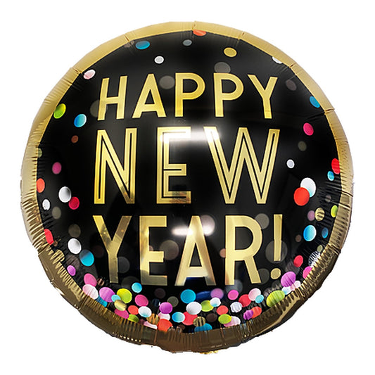 Happy New Year Konfetti Folienballon – Grösse: Maxi · ungefüllt