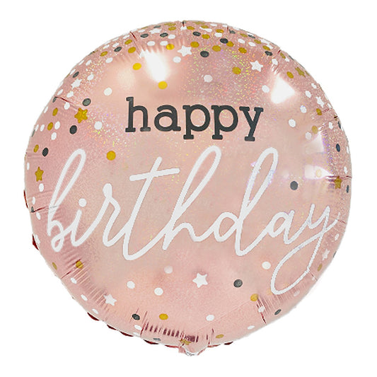 Happy Birthday rosegold Folienballon – Grösse: Midi · ungefüllt