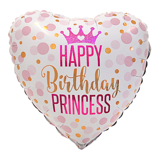 Birthday Princess Herz Folienballon – Grösse: Midi · ungefüllt