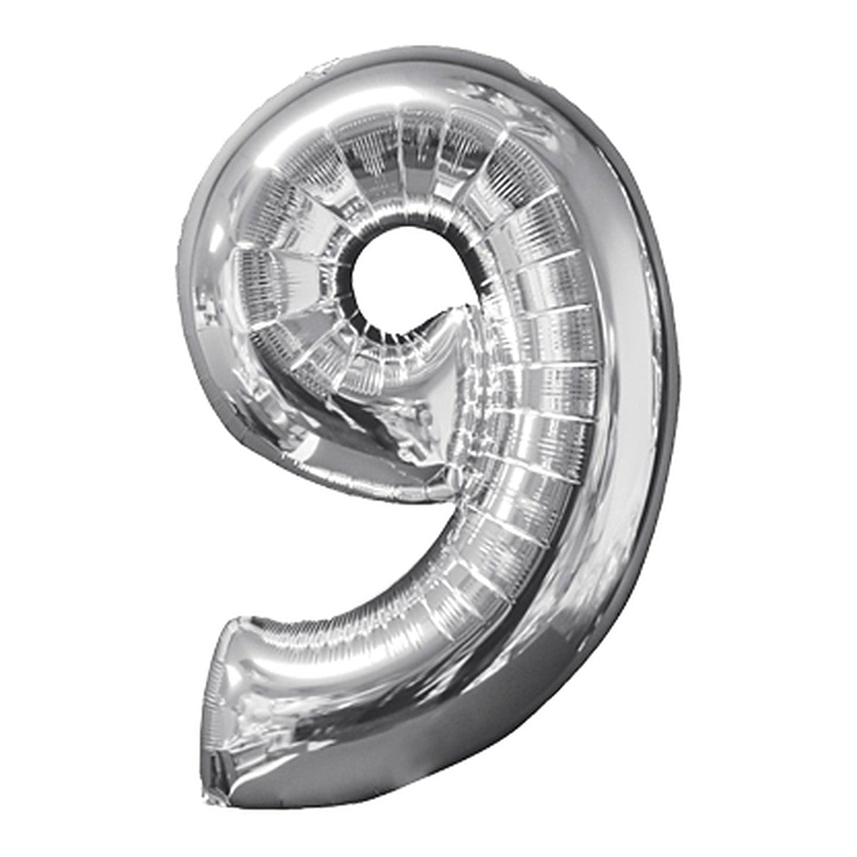 Zahlenballon Midi Silber 0–9 (65 cm) – Zahl 9