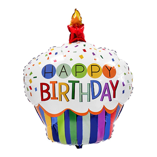 Cupcake Happy Birthday Folienballon – Grösse: Maxi · ungefüllt