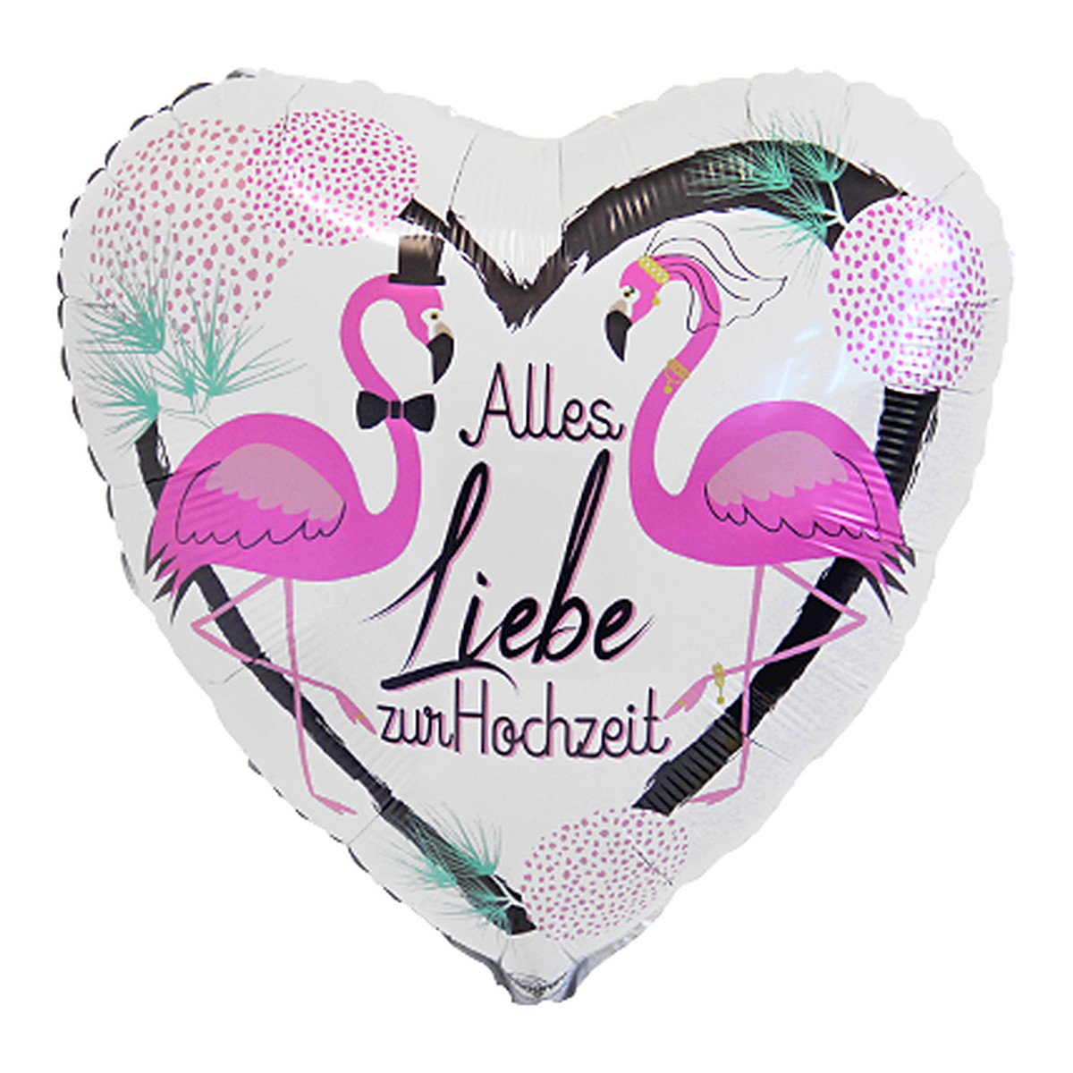 Hochzeit Flamingo Folienballon – Grösse: Midi · ungefüllt