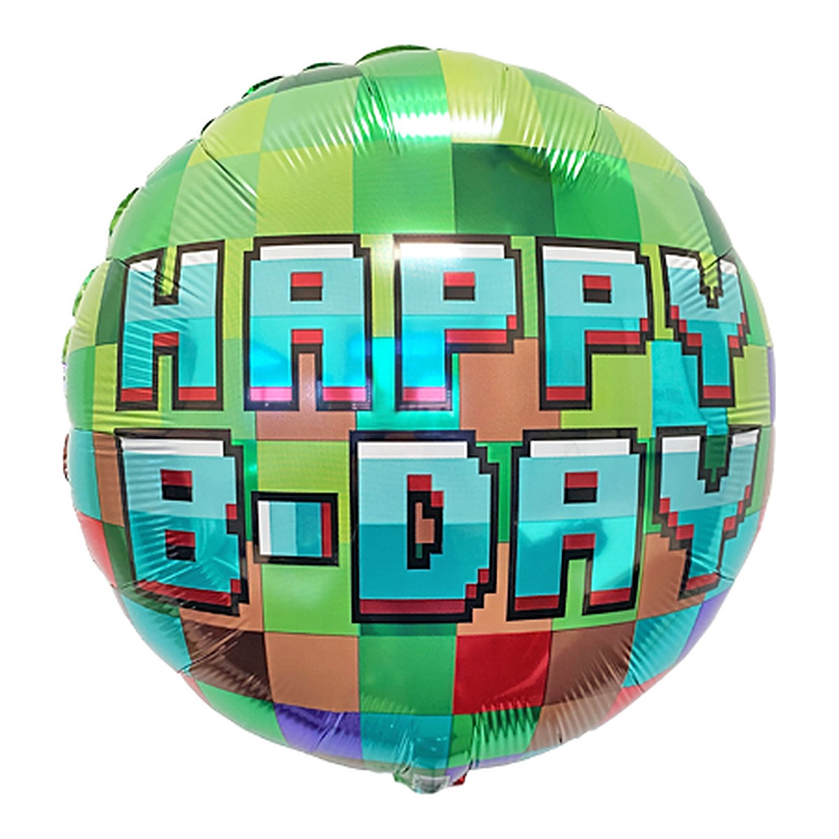 Happy B-Day Minecraft Folienballon – Grösse: Midi · ungefüllt