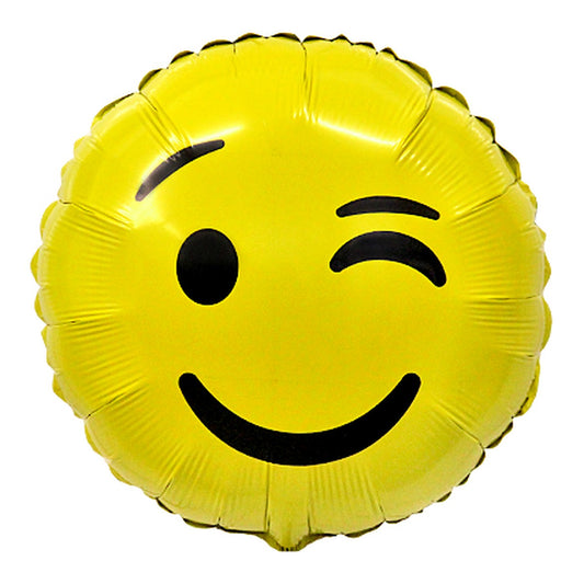 Emoji Zwinker Folienballon – Grösse: Midi · ungefüllt
